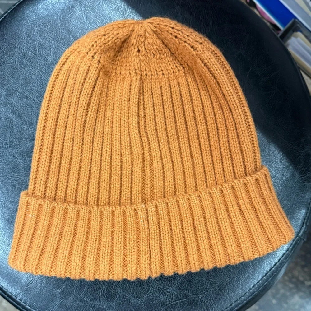 Gigi Pip Ribbed Knit Beanie Mustard Orange One Size